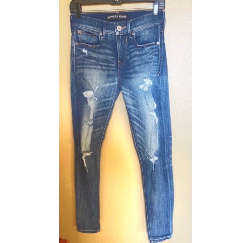 NWT Express Distressed Jean Leggings Size 0